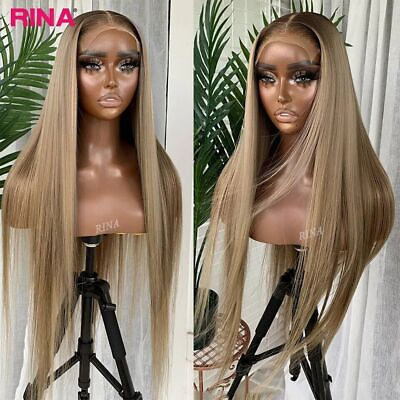 #ad women Transparent lace front wig blonde human hair lace front wig $281.37