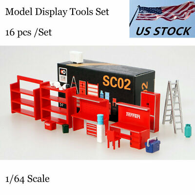 #ad 1:64 Diorama Model Display Tools Scenery Set 16 PCS Set For Model Car $14.98