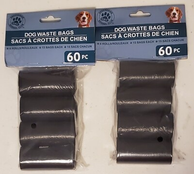#ad SET OF 2 Dog Waste Bags 4 Rolls With 15 Bags Each Black Total 120 Bags $6.50