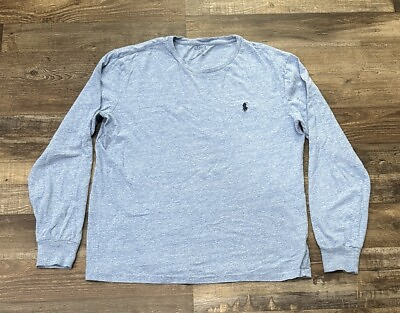 #ad Polo Ralph Lauren Mens Long Sleeve Tshirt Size Medium Heather Blue Gently Used $15.99