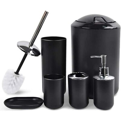 #ad BLACK FRIDAY DEAL: 6 PIECE BATH SET BLACK GREAT FOR SMALL APARTMENTS... $9.79