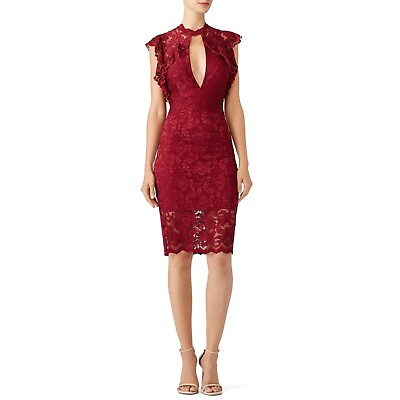 #ad Saylor Lace Keyhole Dress Red Womens Size XS $99.99