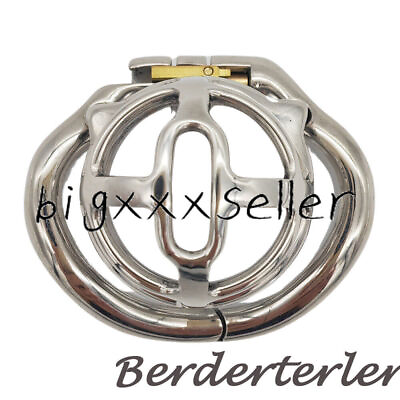 #ad Newest Male Stainless Steel Small Chastity Cage Device Rings Lock Chastity Belt $16.73