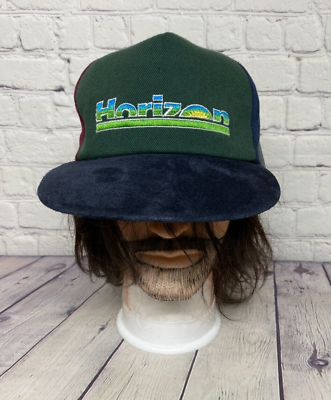 #ad Vintage Farmer Hat Cap Strap Back Green Burgundy Navy Blue Horizon DYVEL 90s C $22.09