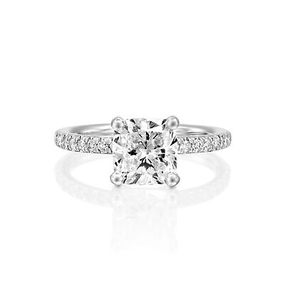 #ad F VS2 Cushion Cut Lab Created Diamond Engagement Ring 1.15 CT 14K White Gold Bri $1083.60