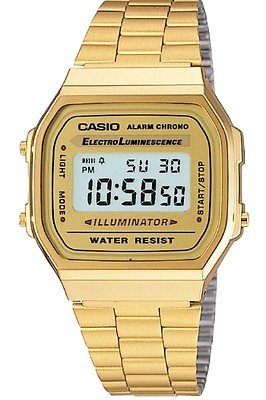 #ad CASIO MEN#x27;S GOLD TONE STAINLESS STEEL DIGITAL WATCH A168WG $38.00