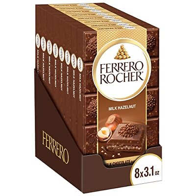 #ad Ferrero Rocher Premium Chocolate Bars 8 Pack Milk Chocolate Hazelnut Luxury C... $19.97