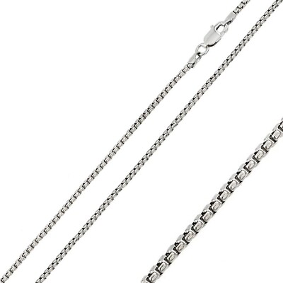 #ad Sterling Silver Rhodium Finish ROUND BOX Chain Necklace 1.25mm 1.6mm 2.0mm $19.99