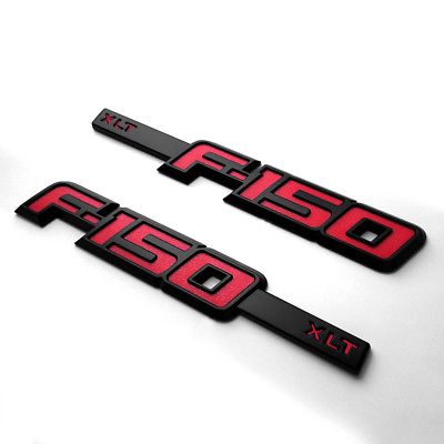 #ad 2x OEM F 150 XLT Emblem Badge Fender 3D logo fits F150 F Black Red Genuine Parts $24.28