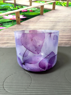 #ad Purple Flower Pattern Design A Third Eye Chakra Quartz Crystal Singing Bowl 8quot; $299.99