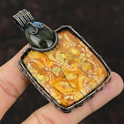 Birds Eye Jasper Wire Wrapped Pendant Handcrafted Copper Unique Gift 2.91quot; $18.00