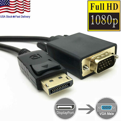 #ad Display Port to VGA Cable Adapter Converter Video HDTV PC Monitor Desktop Laptop $6.74