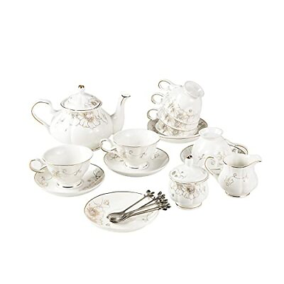 21 Piece Porcelain Ceramic Coffee Tea Gift Sets Cupsamp; Saucer Service for 6 Tea $92.92