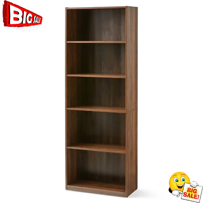 #ad 5 Shelf Bookcase Bookshelves W Adjustable Shelves Sturdy Storage Home Walnut US $66.80
