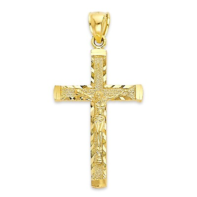 #ad Solid Gold Cross Pendant 10 or 14k Crucifix Pendant Religious Jewelry for Men $293.99