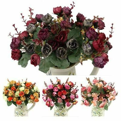 #ad Artificial Rose Flowers Bouquet Fake Plant Bunch Wedding Party Home Decor Xmas $6.99