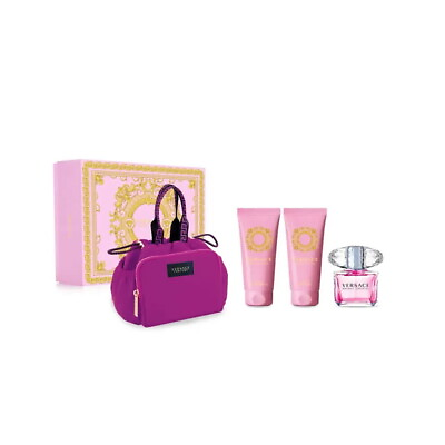 #ad Versace Bright Crystal Eau de Toilette 4 Pc Women Gift Set With Bag NEW $82.96