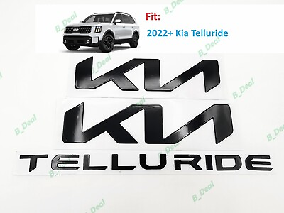 #ad 3PC Gloss Black KN Front Rear Telluride Emblem Badge Fit 2022 2024 KIA Telluride $99.80