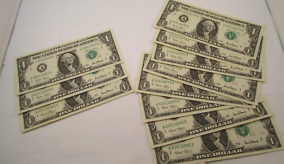 #ad Lot 2001 $1 Bills Notes Consecutive Serial Numbers Crisp Uncirculated $33.00