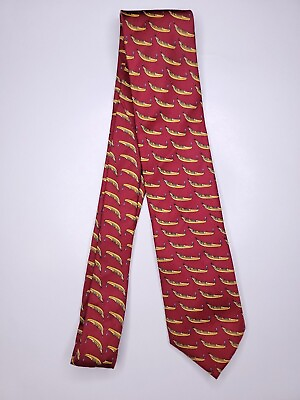 #ad Fabris Venezia Mens Formal Necktie 60quot;Lx3quot;W Maroon Yellow Neck Tie $16.00