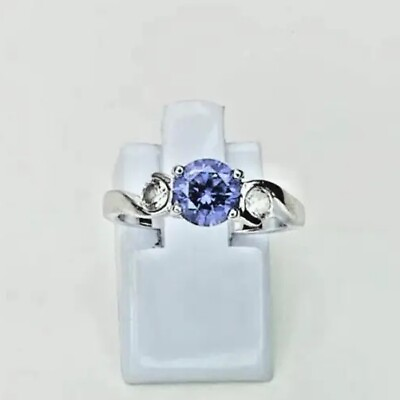 #ad Diamonique Blue purple Sterling Silver gemstone ring size M N US 6.5 Gift Idea GBP 26.00
