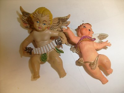 #ad 2 Angel Cherub Ornaments Christmas Xmas Italy and Hong Kong l4 $9.99