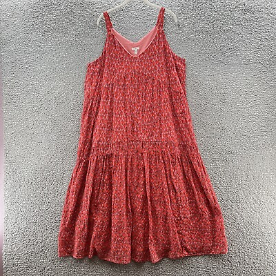 #ad Joie Dress Womens XL Red Print Flowy Boho Tiered Ruffle Sundress Maxi $25.41