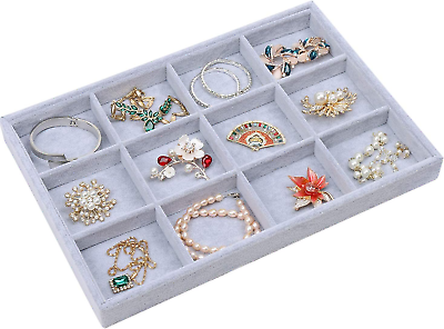 #ad Jewelry Organizer Tray 12 Grid Velvet Jewelry Tray Jewelry Display Case for Dra $34.60