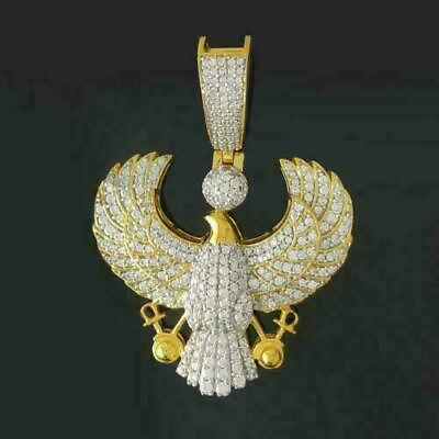 14K Yellow Gold Over Diamond Flying Eagle Ankh Men#x27;s Charm Pendant with 2.20 CT $239.24