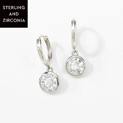#ad Crystal Swarovski GO TO Sterling Rhodium Zirconia Earrings Touchstone💎 $51.95