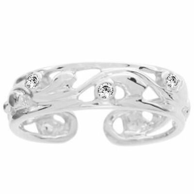 #ad Natural Diamond Accent Adjustable Band Toe Ring 14k White Gold Plated Sterling $176.97
