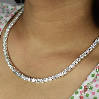 #ad Gorgeous 18 inches White Diamond Tennis Necklace Excellent Cut amp; Luster VIDEO $1900.00