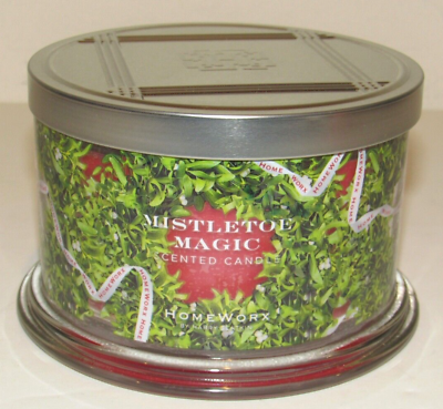 #ad HomeWorx Mistletoe Magic Candle LARGE 14 Oz 396 g 3 Wick NEW Scented By Slatkin $23.90