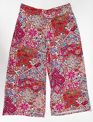 #ad Ralph Lauren Pants Womens Large Bohemian Boho Wide Leg relaxed Pull on $24.00