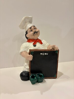 #ad Chef holding chalkboard menu Chef Statue Sculpture Resin Chef Figurine Ornament $58.71