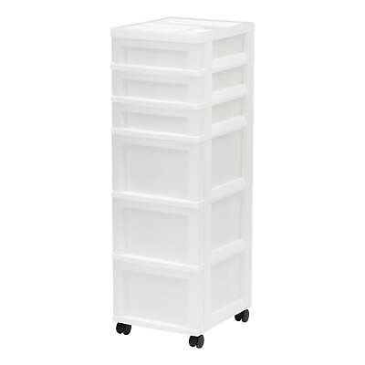 #ad #ad USA 6 Drawer Plastic Storage Cart with Organizer Top and Wheels Clear White $31.35