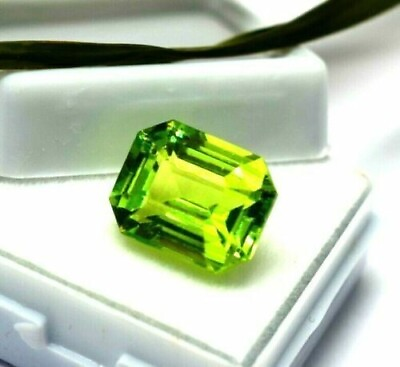 #ad Natural Green Peridot Loose Gemstone Emerald Cut 9 CT Certified $8.99