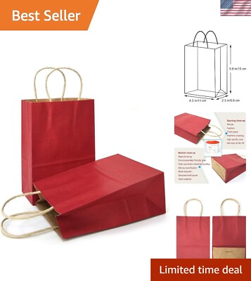 #ad Small Gift Bags with Handles in Red Kraft Paper Pack of 25 for Various Events $26.59