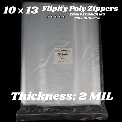 #ad 10x13 Clear 2 Mil Zipper Bags Poly Plastic Reclosable Seal Food Storage Baggie $74.00