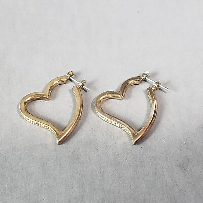 #ad Dangle Heart Earrings Gold Tone Retro Mid Century Modernist Boho Pierced 1quot; $9.99