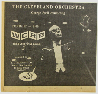 #ad Vintage 1965 Cleveland Orchestra George Szell Radio Show Newspaper Print Ad $9.97
