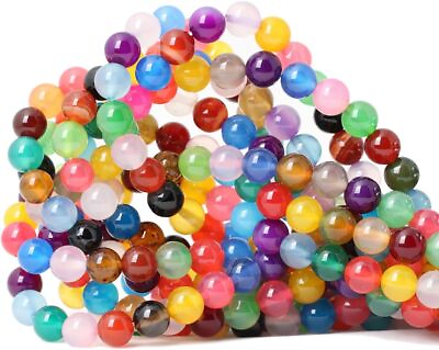 #ad 45PCS 8mm Colorful Agate Gemstone Round Loose Beads 45PCS agate $20.25