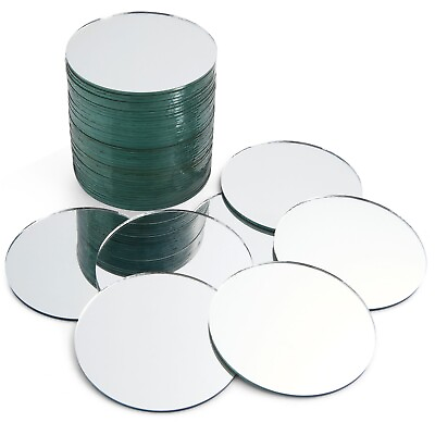 #ad 50 Pack Small Round Mirrors for Crafts 3 Inch Glass Tile Circles for Wall Decor $22.99
