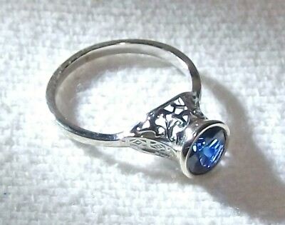 #ad Custom Hand Made 1.07 ct. Blue Sapphire Filigree Ring w White amp; Yellow 14k Gold $399.95