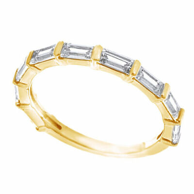 0.09ct Baguette Moissanite Diamond Half Eternity Gift Ring Solid 14K Yellow Gold $599.99