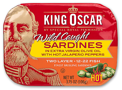 #ad King Oscar Wild Caught Sardines in Extra Virgin Olive Oil Hot Jalapeno Pepper... $50.93
