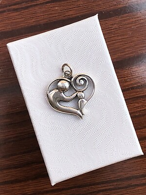 #ad Parent and Child Heart Pendant 925 Sterling Silver Solid Charm 21mm 0.83quot; 27mm $24.98