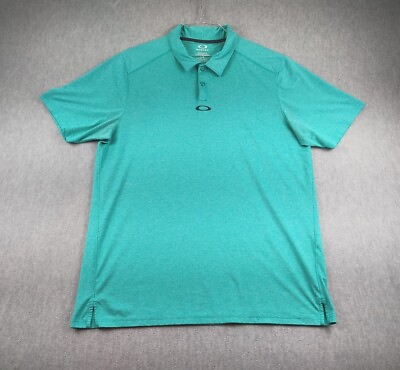 #ad Oakley Polo Shirt Regular Fit Ohydrolix Mens Lg Turquoise Stretch Golf Preppy $18.60