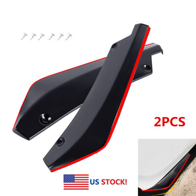 #ad Glossy Black amp; Red Car Front＋Rear Bumper Side Skirt Extension Strip Lip Spoiler $19.99