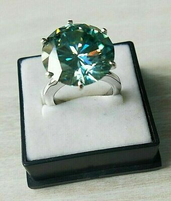 #ad 5.00 Ct. Greenish Blue Heated amp; Pressure Treated Diamond Ring in 925 Silver $69.00
